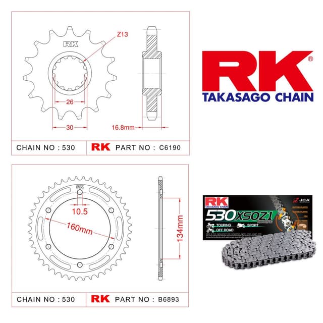Honda CBR 954 RR Rk X-ring Zincir Dişli Set 530 XSO-16/43T