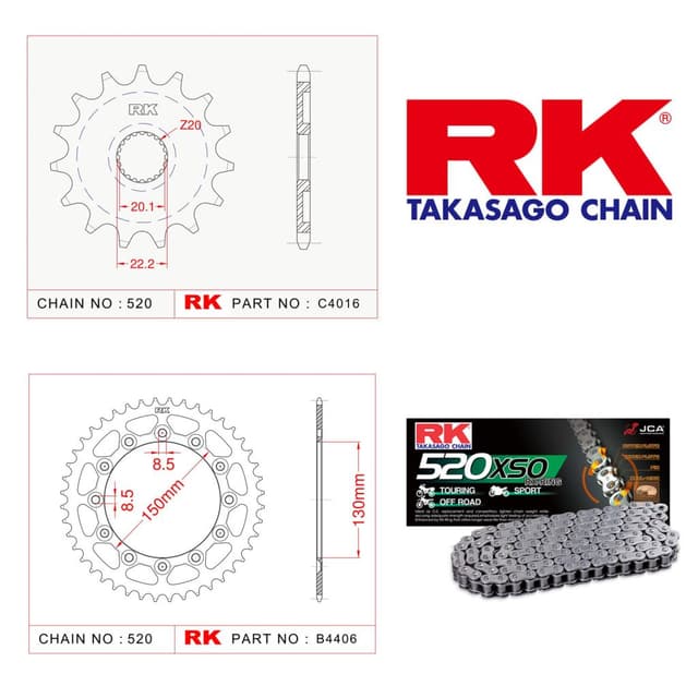 Yamaha WR 250 R Rk Off-Road Zincir Dişli Set 520 MXZ 13/42T