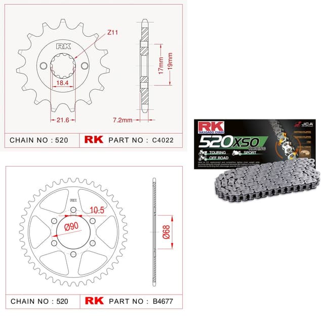 Honda CB 250 R Rk X-ring Zincir Dişli Set 520 XSO 108 L-14/36T