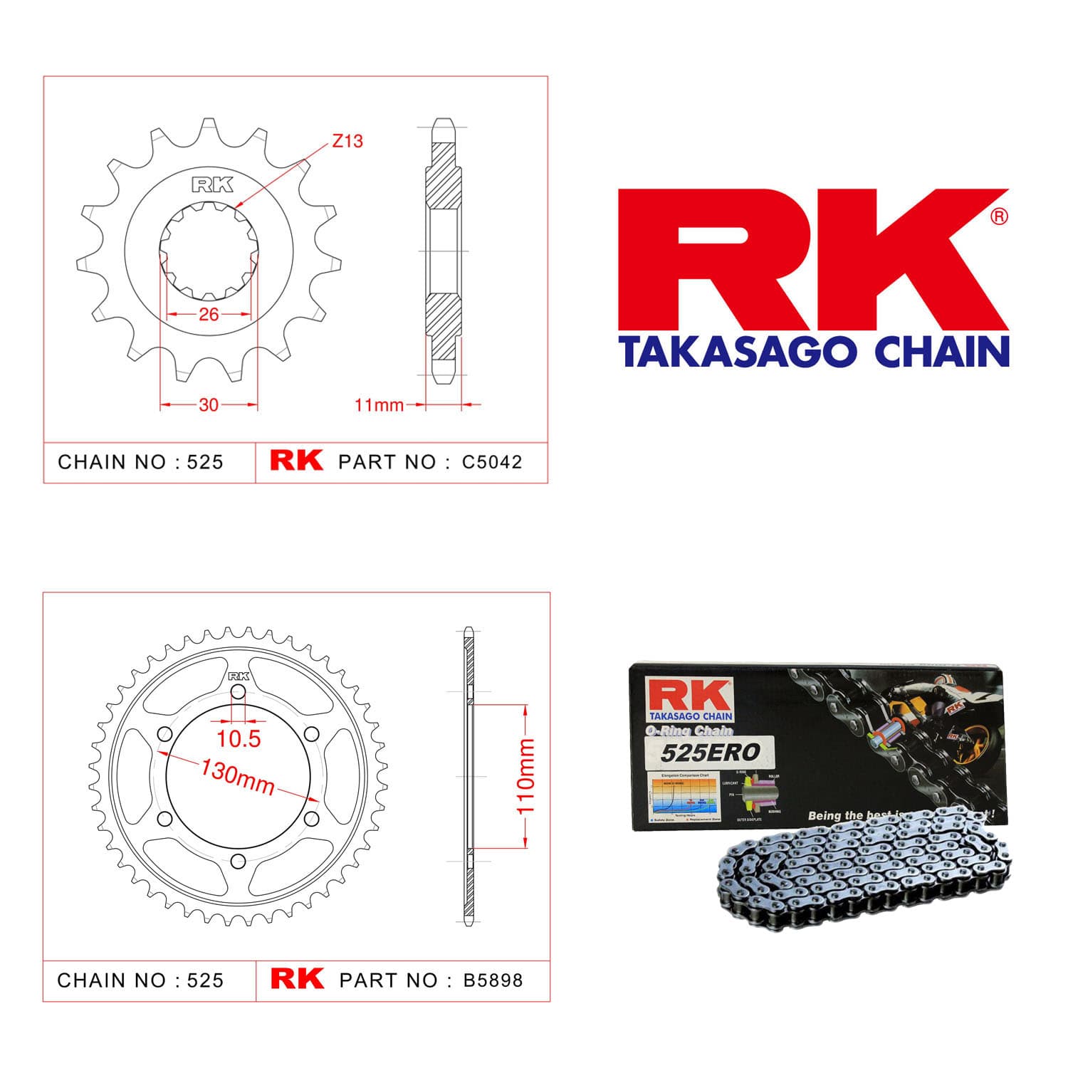 Yamaha MT-10 Rk Zincir Dişli Set 525 ERO O-Ring 16/43T
