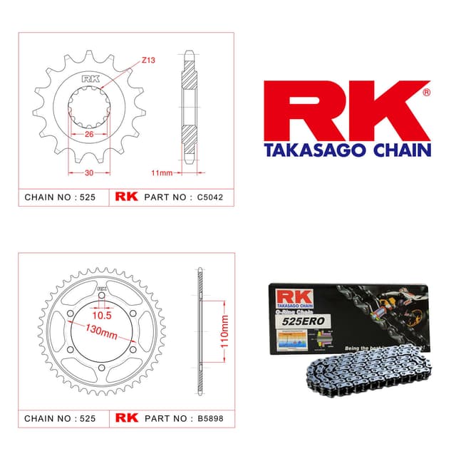 Yamaha MT-10 Rk Zincir Dişli Set 525 ERO O-Ring 16/43T