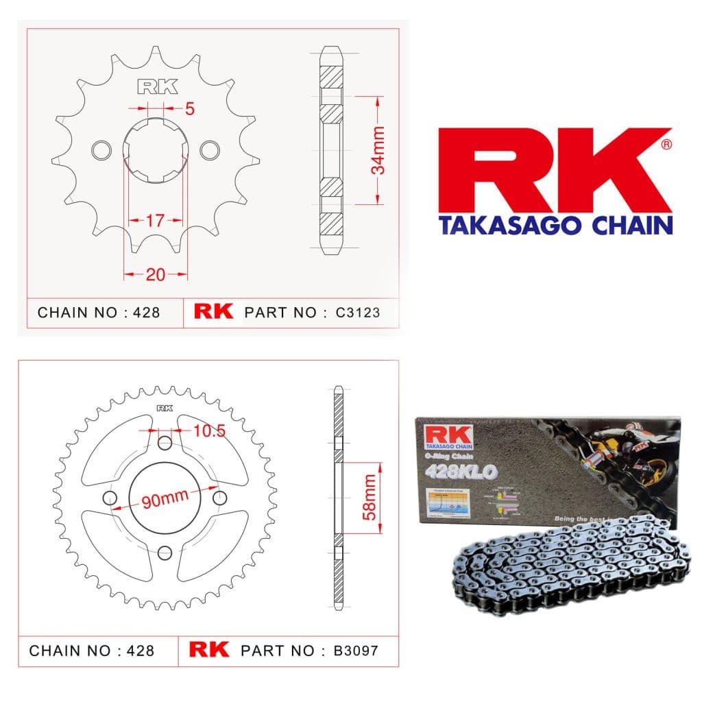 Honda CB 125 F Rk O-ring Zincir Dişli Set 428 KLO 122 L-15/45T