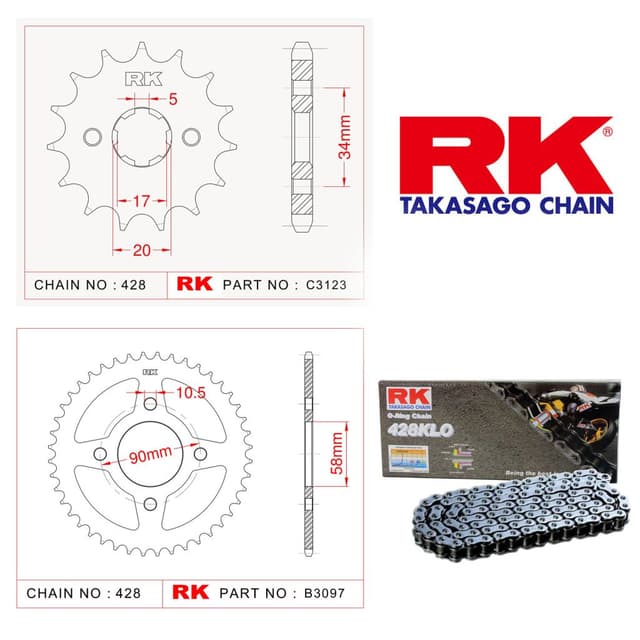 Honda CB 125 F Rk O-ring Zincir Dişli Set 428 KLO 122 L-15/45T