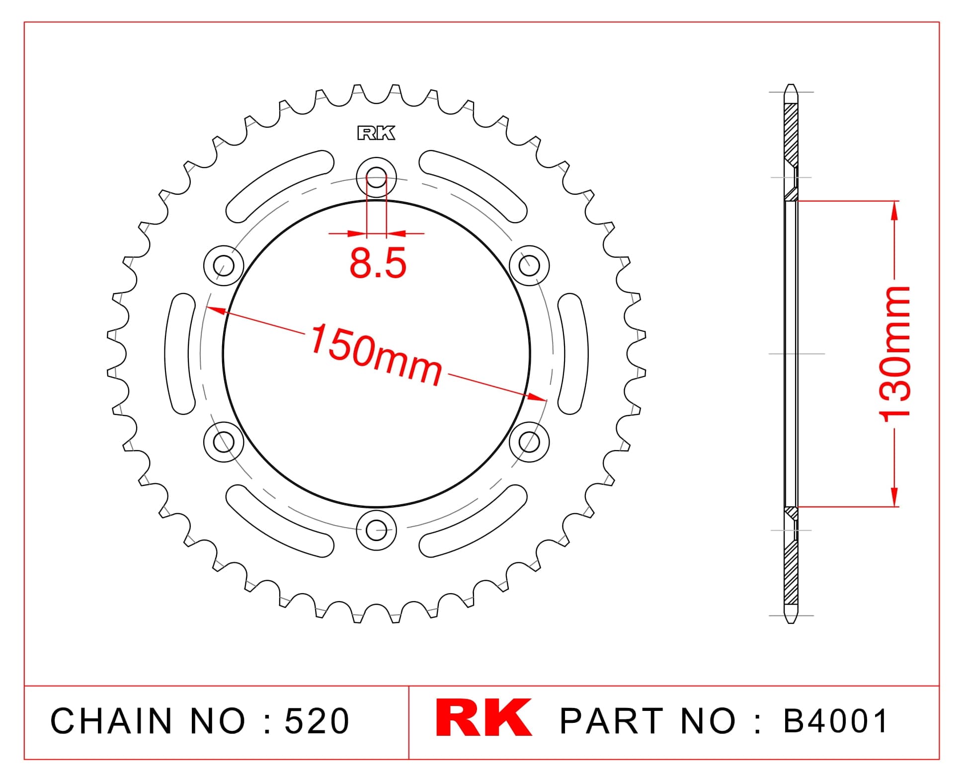 Yamaha WR 250 F RK Çelik Arka Dişli B4001-52