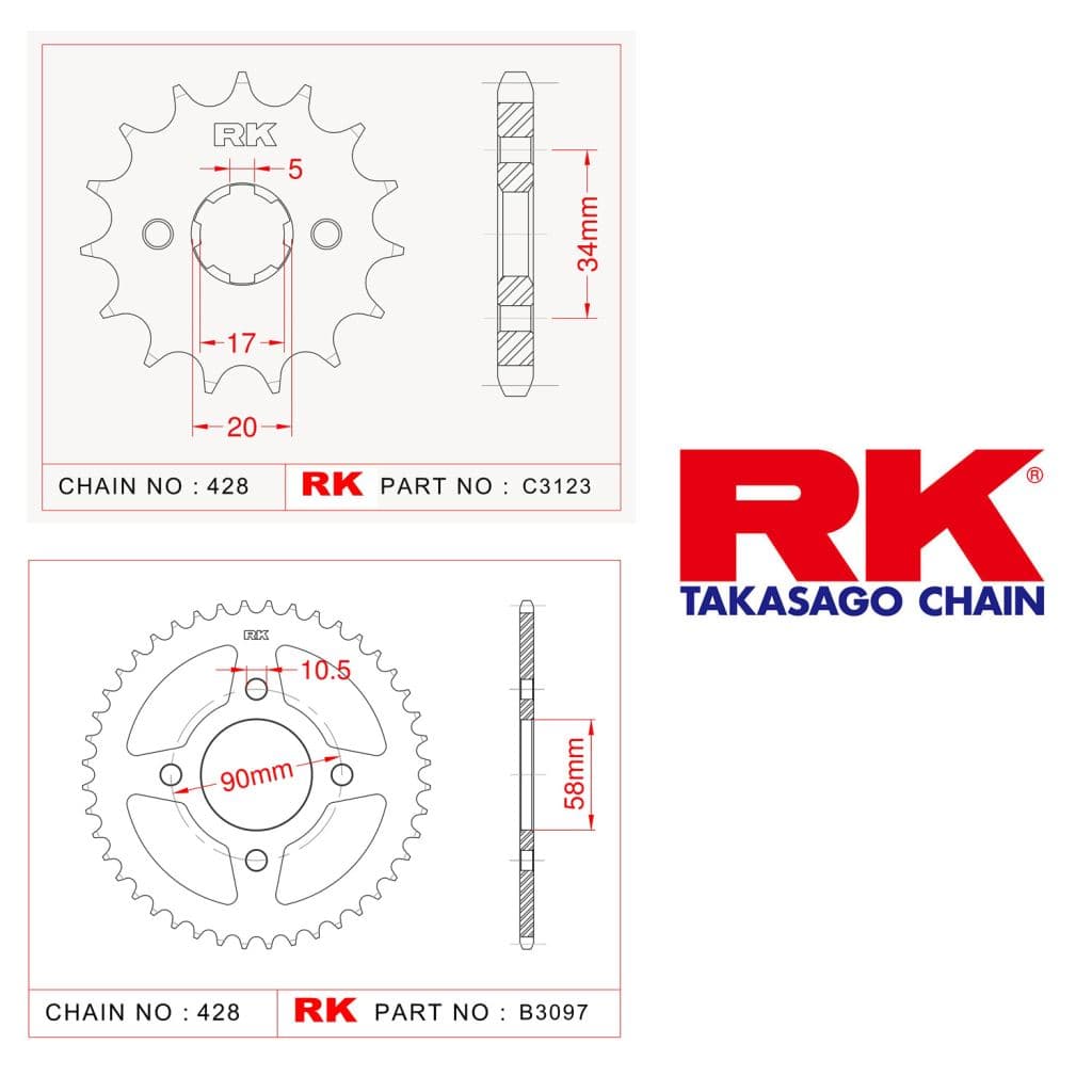Honda CB 125 F Rk Ön Arka Dişli 428 -15/45T