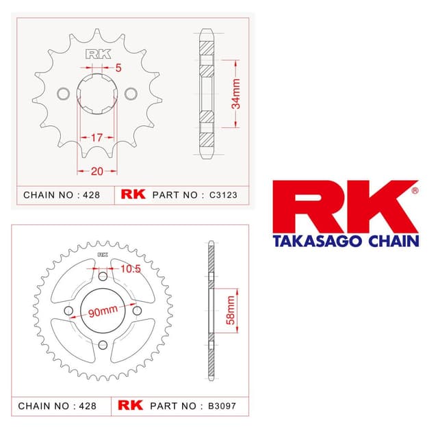 Honda CB 125 F Rk Ön Arka Dişli 428 -15/45T