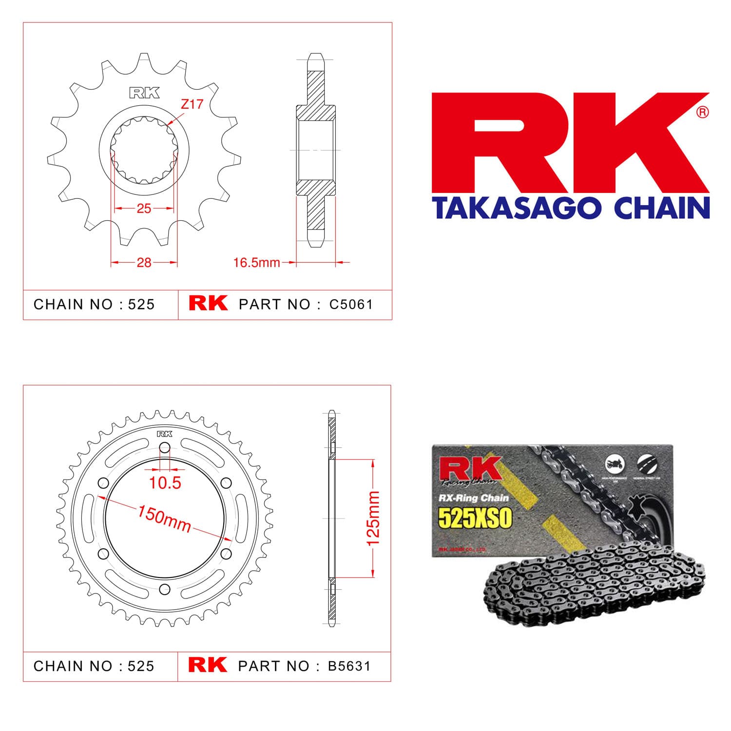 Ktm SUPER ADVENTURE 1290 Rk X-ring Zincir Dişli Set 525 XSO 17/42T - görsel 3