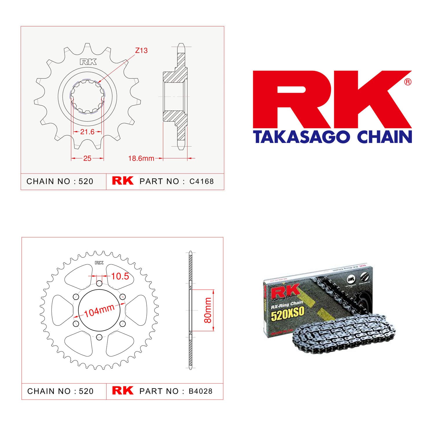 Kawasaki Z 800 Rk Ön Arka Dişli 520 - 15/45 T - görsel 4