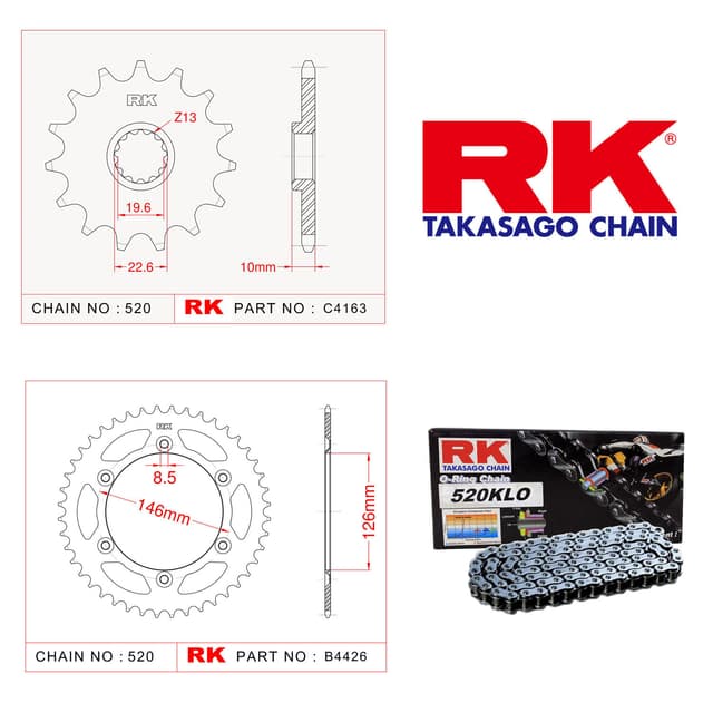 Suzuki DR-Z 400 SM Rk Zincir Dişli Set 520 KLO O-Ring 15/41T