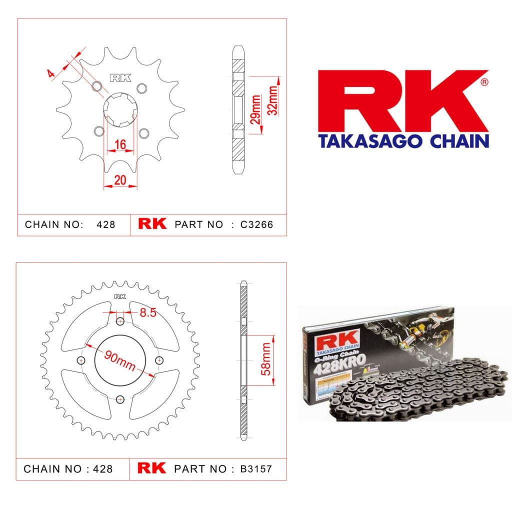 Suzuki GSX 125 R Rk O-ring Zincir Dişli Set 428 KRO 122 L-14/45T