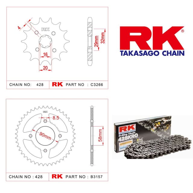 Suzuki GSX 125 R Rk O-ring Zincir Dişli Set 428 KRO 122 L-14/45T
