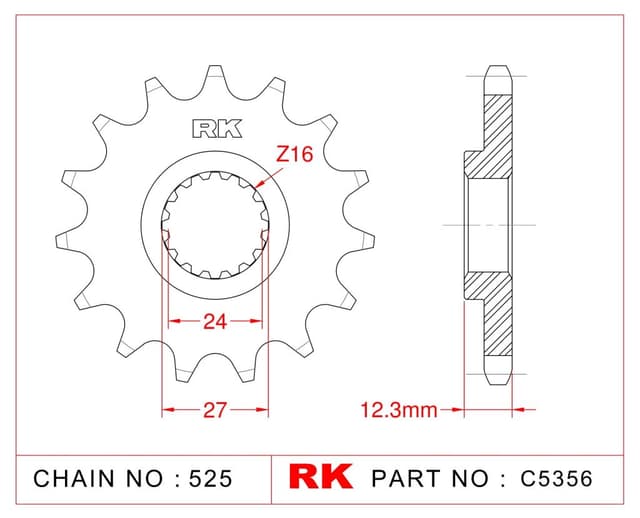 Suzuki GSX-R 1000 Rk Çelik Ön Dişli C5356-17