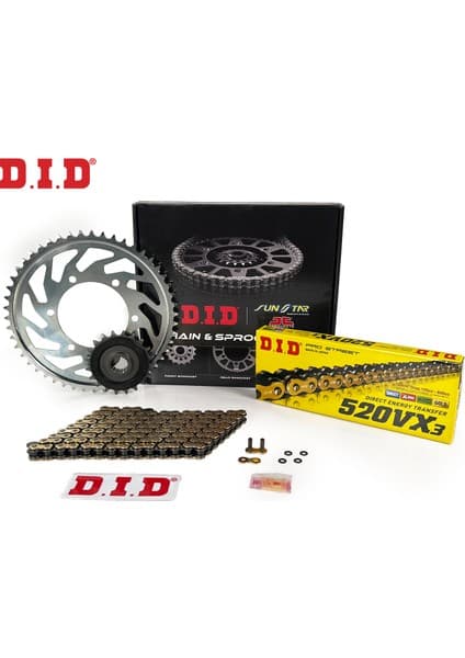 DID Dıd Zincir Dişli Seti Kawasakı Er-6f / Er6-N (650 Cc) (2006-2016) / Zincir : DID-520VX3 (GOLD)-114 / Dişli: Jt (15T) - Sunstar (46T)