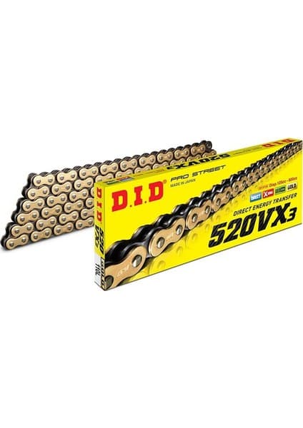 DID Dıd Kawasaki Nınja 300 (2013-2017) 520-106 Bakla Vx3 X-Ring Zincir (Gold Renk)
