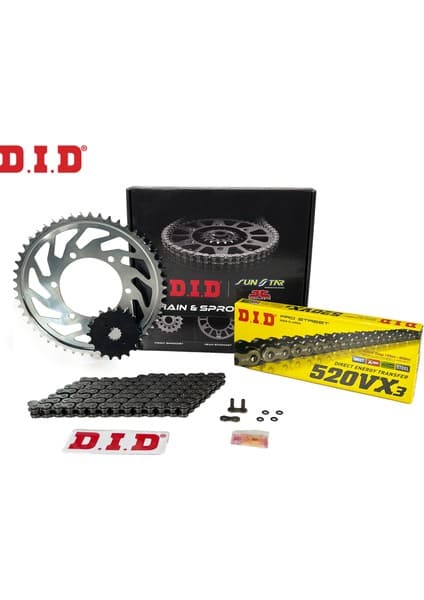DID Dıd Zincir Dişli Seti Kawasakı Er5 (500 Cc) (1997-2006) / Zincir : DID-520VX3 (ÇELIK)-106 / Dişli: Sunstar (17T) - Jt (42T)